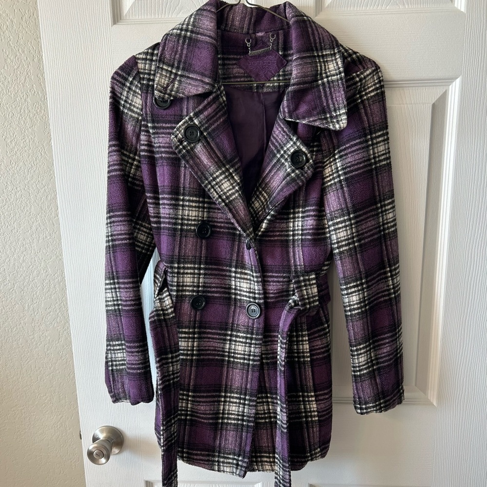 Purple Plaid Peacoat